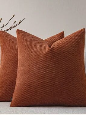 Rust Corduroy Decorative Throw Pillow - Brand: